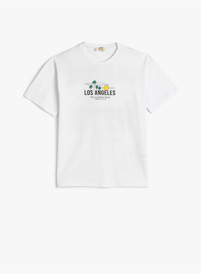 KOTON T-Shirt Printed Short Sleeve Crew Neck Cotton