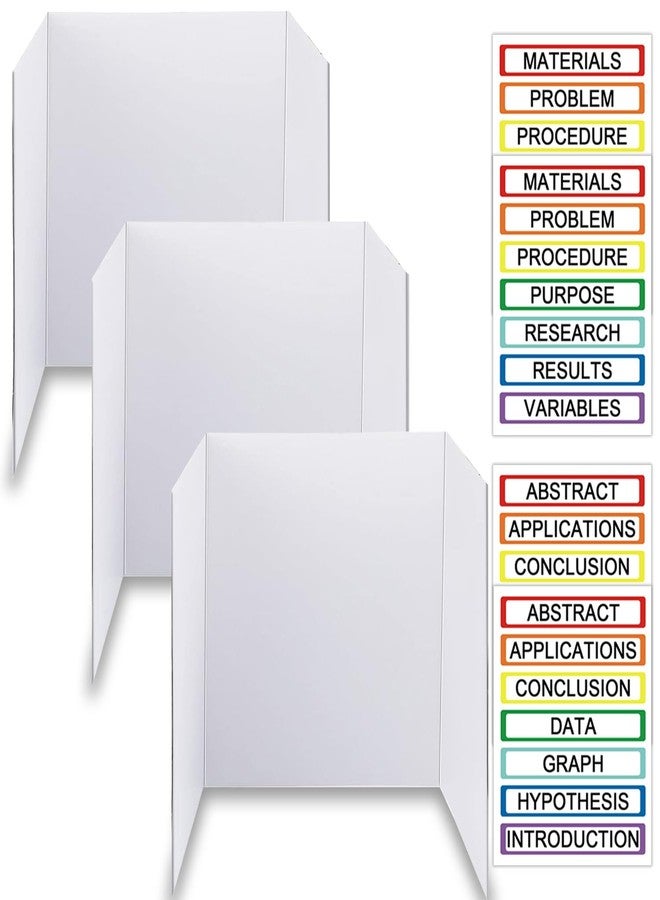 LonlyEagle Trifold Display Boards with Colorful Self-Adhesive Sheets - 24 x 16 Inch Tri-Fold Corrugated Presentation Boards for Science Fairs, Complete Poster Board Kit - Image 1