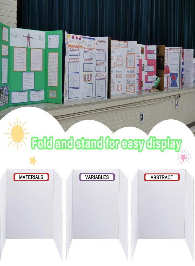LonlyEagle Trifold Display Boards with Colorful Self-Adhesive Sheets - 24 x 16 Inch Tri-Fold Corrugated Presentation Boards for Science Fairs, Complete Poster Board Kit - Image 3