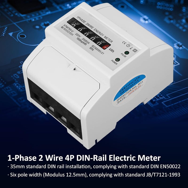 عداد مرحلة واحدة 20-80 أمبير 220 فولت متر كيلوواط ساعة رقمي لتركيب السكة الدينية لقياس فرعي للكهرباء لمراقبة المنزل - Image 3