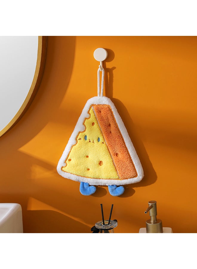 Baking Cute Embroidered Wipe Hand Towel Absorbent Coral Fleece Square Towel Kitchen Bathroom Dual-use Hanging Absorbent Towel