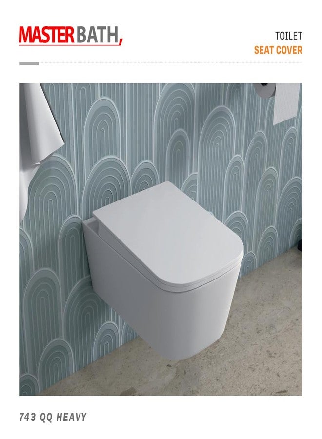 MASTER BATH MB743 QQ Toilet Seat Cover, Soft Close Toilet Seat 35cm x 44cm, Rectangle Shape for Western Toilet Seat Cover with Top Fixing Steel Hinges - Image 3