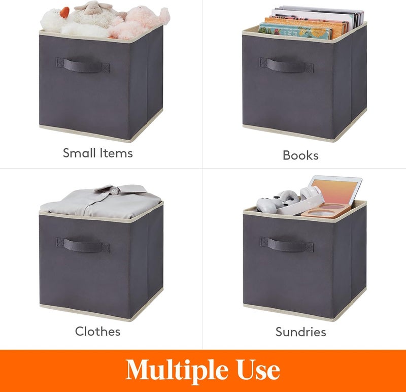 Lifewit Storage Cubes, Foldable Decorative Fabric Storage Baskets for Organizing Home Organizers with Handles for Shelves, Closet, 11 Inch Bins, 18L Gray, 8 Packs - Image 4