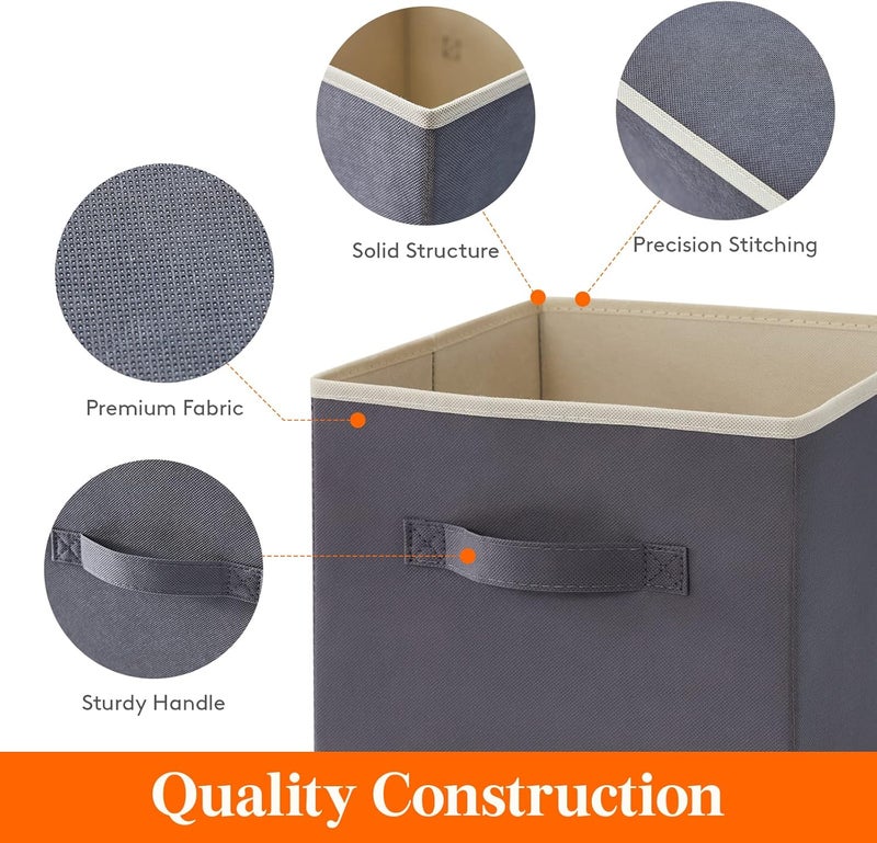 Lifewit Storage Cubes, Foldable Decorative Fabric Storage Baskets for Organizing Home Organizers with Handles for Shelves, Closet, 11 Inch Bins, 18L Gray, 8 Packs - Image 3