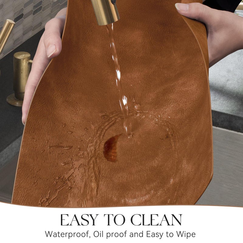 MOSAYT Vinyl Placemats Set of 8-12 X 17 Inch - Faux Leather 100% Waterproof Oil-Proof Wipeable PU Place Mats, Heat Resistant Reversible Table Mats for Kitchen, Dining, Outdoor (Reddish Brown) - Image 4