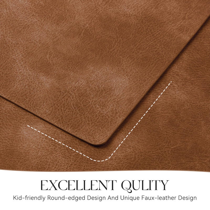 MOSAYT Vinyl Placemats Set of 8-12 X 17 Inch - Faux Leather 100% Waterproof Oil-Proof Wipeable PU Place Mats, Heat Resistant Reversible Table Mats for Kitchen, Dining, Outdoor (Reddish Brown) - Image 5