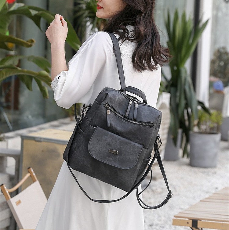 Women's Large Capacity 2-in-1 PU Leather Backpack Shoulder Bag - Image 3