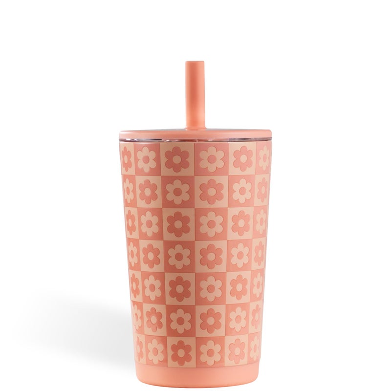 HydroJug Everyday Tumbler 14 oz â€“ Ceramic-Lined Insulated Tumbler with Straw and Soft-Touch Lid, Cup Holder Friendly, Double-Wall Vacuum Insulation, Reusable Travel Cup â€“ Daisy Checkers - Image 4