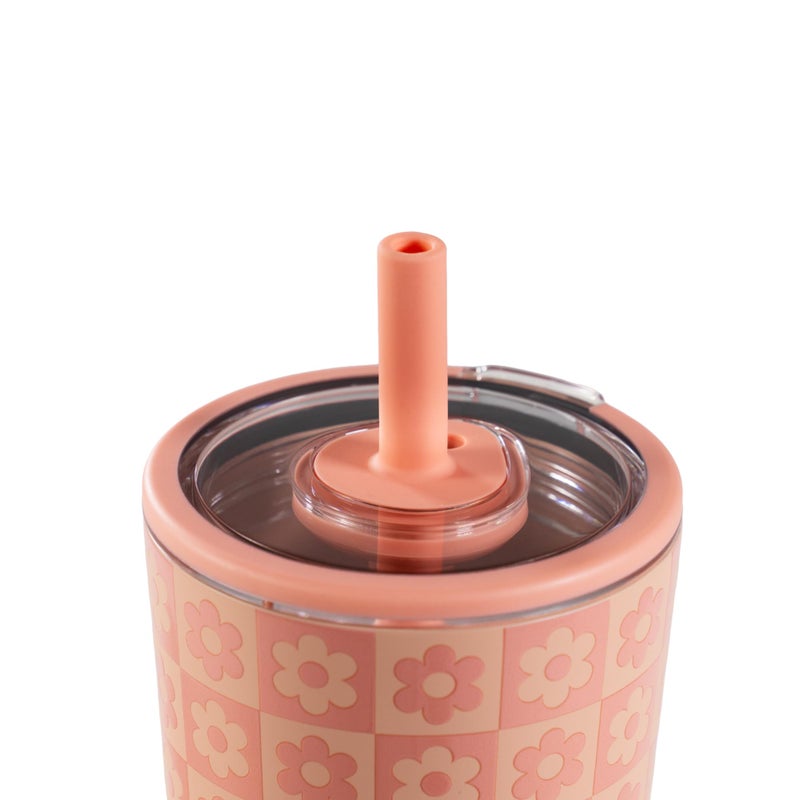 HydroJug Everyday Tumbler 14 oz â€“ Ceramic-Lined Insulated Tumbler with Straw and Soft-Touch Lid, Cup Holder Friendly, Double-Wall Vacuum Insulation, Reusable Travel Cup â€“ Daisy Checkers - Image 3