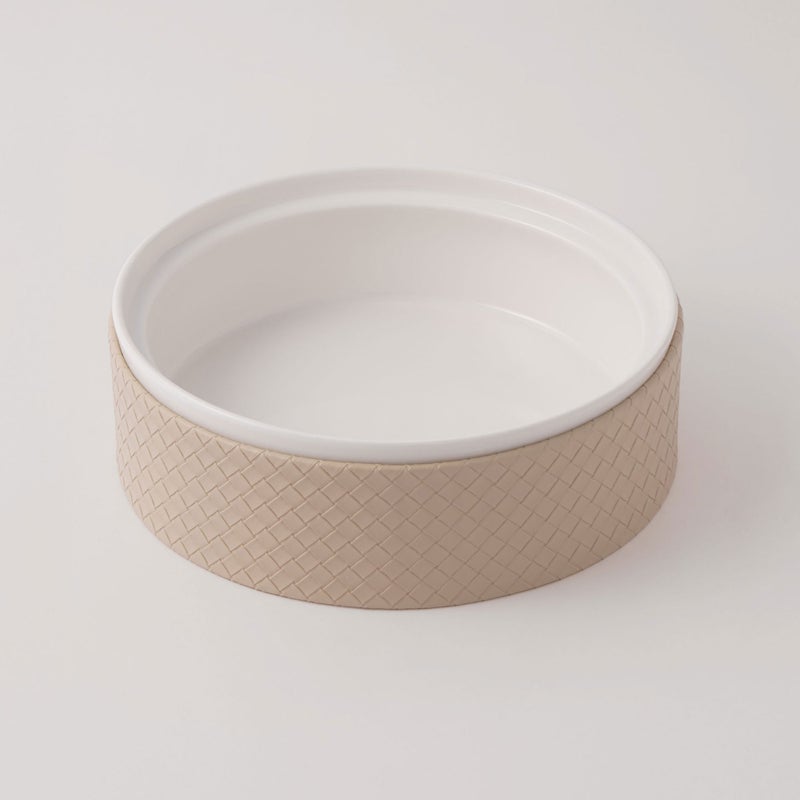 La Mesa Porcelain Tagine With Beige Leather Coat, White, 7" - Image 3