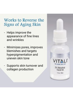 Vitali Premium 2% Bakuchiol Facial Oil Premium Natural Retinol Alternative For Age And Wrinkle Reduction And Soothing Irritated Skin Boosts Copper Peptide Absorption 1 Fl. Oz.  - Image 4