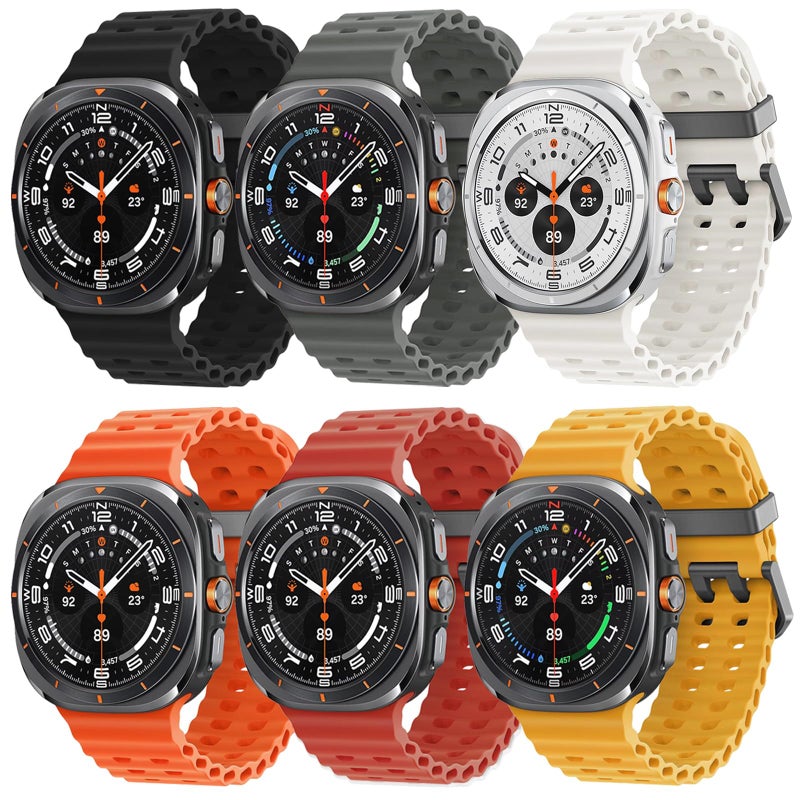 Wowstrap 6 Pack Marine Silicone Band for Samsung Galaxy Watch Ultra Bands 47mm Men/Women,Waterproof Soft Sport Strap Compatible with Samsung Watch Ultra Band for Men/Women Breathable Replacement Correa Reloj - Image 1