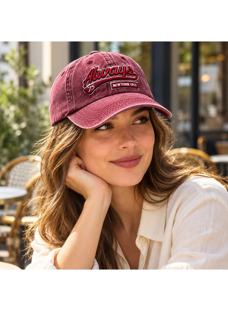 ثوجفيت قبعة بيسبول قطنية مغسولة بتصميم عتيق للجنسين مع تطريز ثلاثي الأبعاد 'Always 75 New York City'، قبعة داد قابلة للتعديل