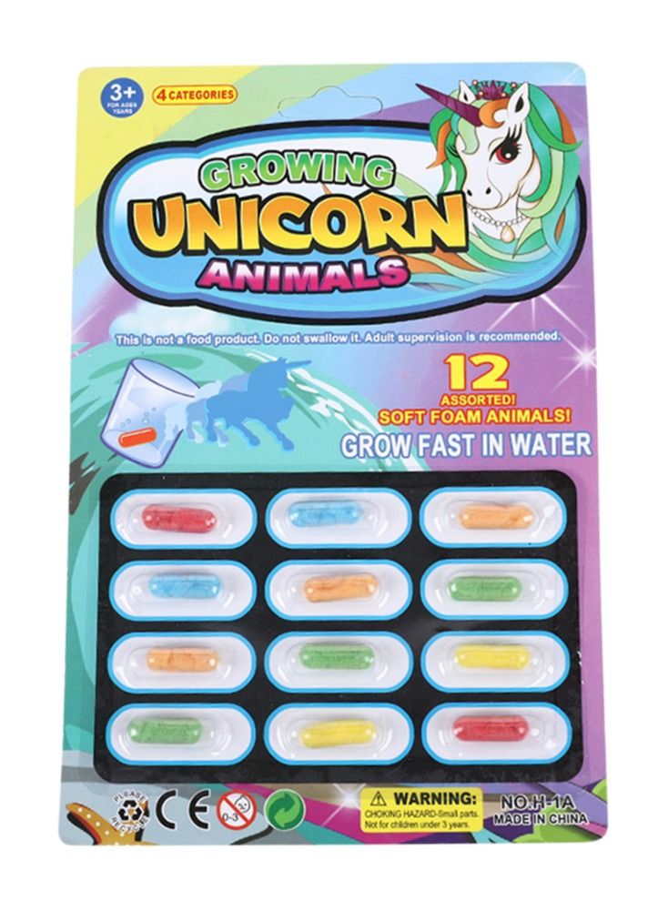 JOLLITY LLC كبسولات النمو السحرية 12 كبسولة يونيكورن مختلفة تنمو بشكل أكبر في الماء، ألعاب معرفية للأطفال من الفوم الناعم، لعبة تعليمية مبكرة ملونة للأطفال، لون عشوائي - Image 1