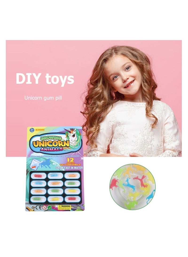 JOLLITY LLC كبسولات النمو السحرية 12 كبسولة يونيكورن مختلفة تنمو بشكل أكبر في الماء، ألعاب معرفية للأطفال من الفوم الناعم، لعبة تعليمية مبكرة ملونة للأطفال، لون عشوائي - Image 2