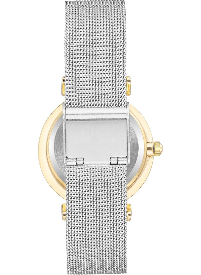 ANNE KLEIN ساعة آن كلاين النسائية بسوار شبكي مزين باللمعان بتصميم ثنائي اللون - Image 3