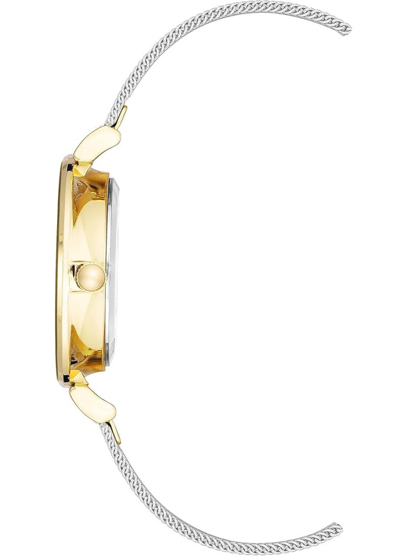 ANNE KLEIN ساعة آن كلاين النسائية بسوار شبكي مزين باللمعان بتصميم ثنائي اللون - Image 2