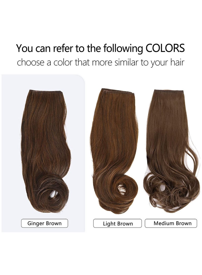 Estelle Short Hair Extensions Halo Wire Wavy Curl Synthetic Brown Hairpieces For Women Invisible No Clip No Glue No Tape Heat Resistant Fibre Ginger Brown  - Image 4
