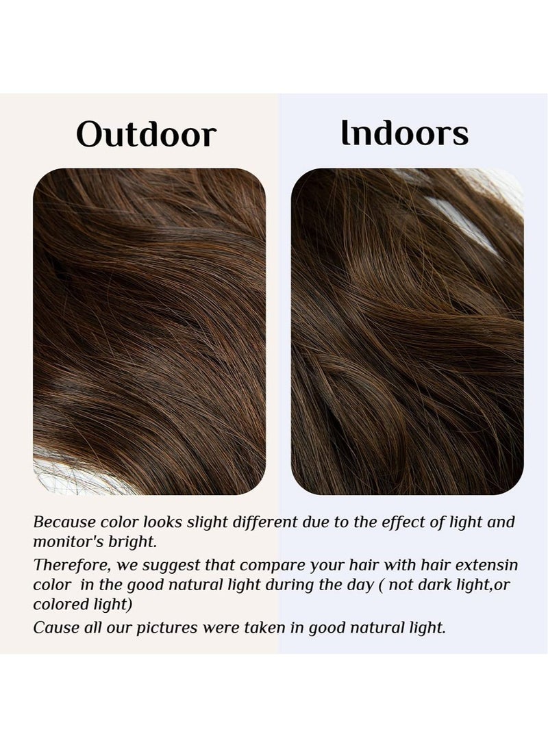 Estelle Short Hair Extensions Halo Wire Wavy Curl Synthetic Brown Hairpieces For Women Invisible No Clip No Glue No Tape Heat Resistant Fibre Ginger Brown  - Image 3