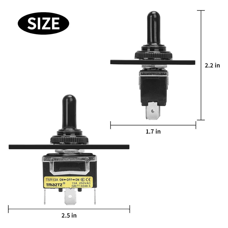 briidea Boat Trim Switch, Marine Toggle Up Down Switch 12V 15A On Off On Momentary Panel 3Pin Control, Ideal for RV Boat Cars - Image 2