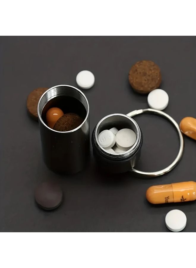 Portable Waterproof Stainless Steel Medicine Bottle Silvery 17mmx60mm Pill Organizer - Image 2