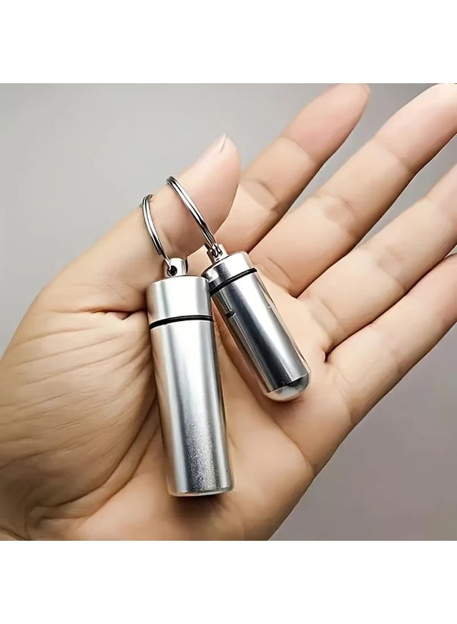 Portable Waterproof Stainless Steel Medicine Bottle Silvery 17mmx60mm Pill Organizer - Image 3