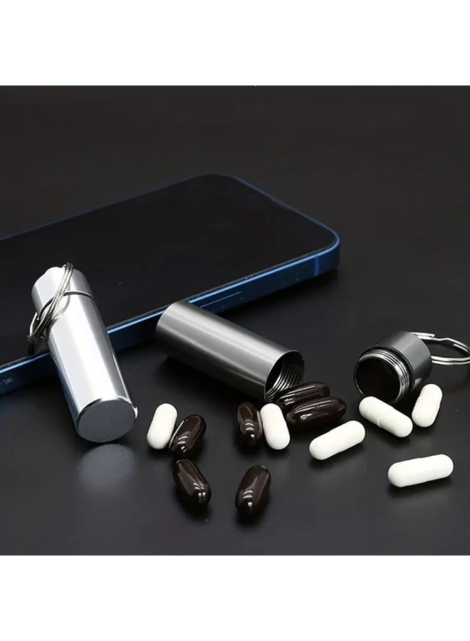 Portable Waterproof Stainless Steel Medicine Bottle Silvery 17mmx60mm Pill Organizer - Image 1
