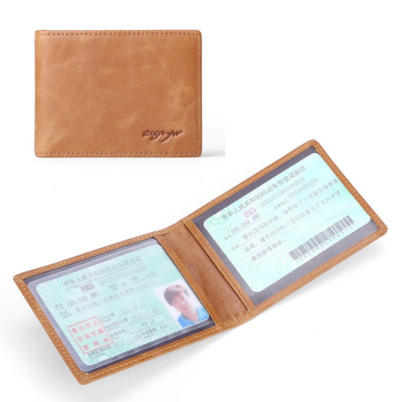 Retro Wax Leather Driving License Holder Simple Edition Brand