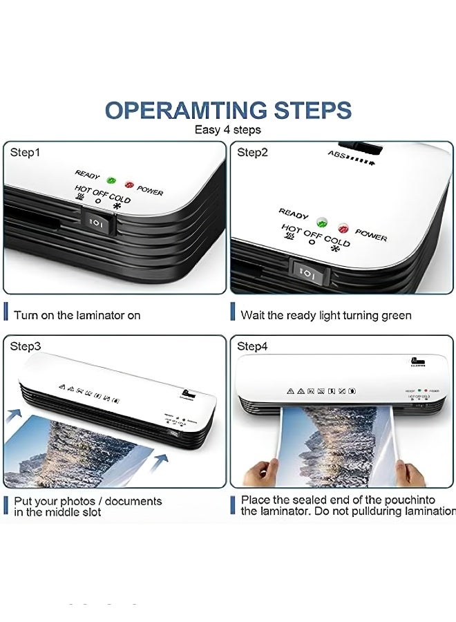 OSMILE Laminating Machine, Laminator Machine with Hot and Cold Settings, A4A5A6 Laminator Machine Set, A4 Thermal Laminator for Home School Office - Image 2
