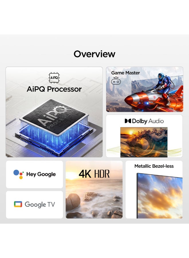 تي سي إل تلفزيون 55 بوصة 4K UHD جوجل سمارت TV، لوحة HVA، HDR10، صوت دولبي، معالج AiPQ، تصميم معدني بدون حواف (طراز 2026) - Image 2