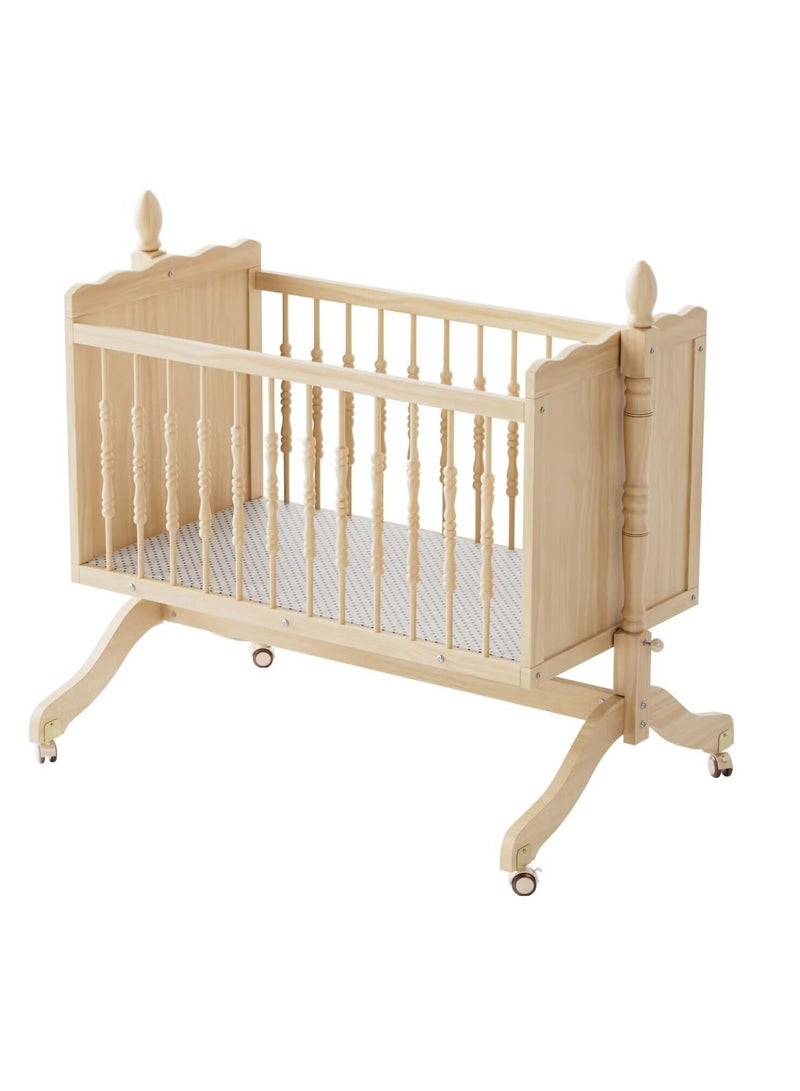 إفريثينج فور كيدز سرير مهد خشبي مع ناموسية قابلة للفصل يتأرجح بقفل وعجلات 90x45cm - Image 5
