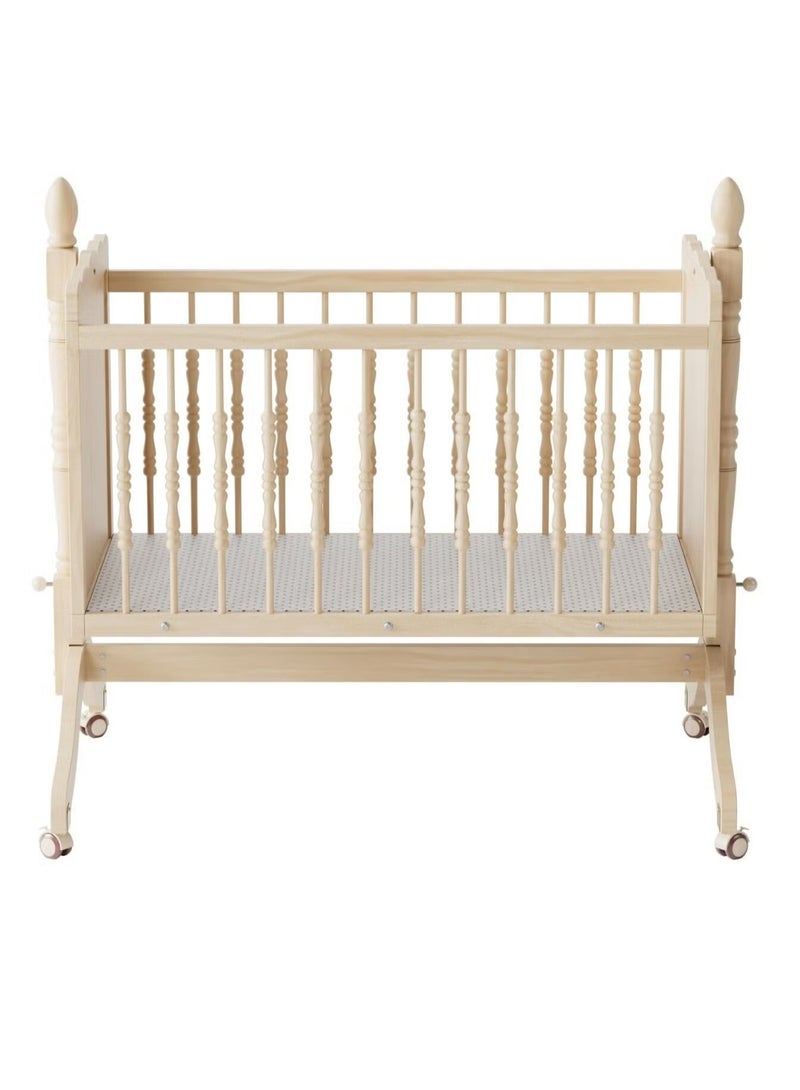 إفريثينج فور كيدز سرير مهد خشبي مع ناموسية قابلة للفصل يتأرجح بقفل وعجلات 90x45cm - Image 4