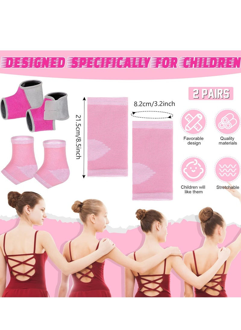 KASTWAVE - 2 Pairs Kids Ankle Brace Set Foot Support Stabilizer Wraps Protector Guard Knitted Ankle Sleeve Sock Support Ankle Support Compression Socks for Injury Prevention, Pink - Image 1