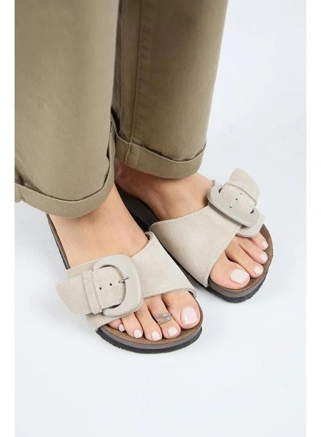 Manijero  Alandra 2 Women's Genuine Leather Single-Strap Beige Slipper for Women | Best Price UAE