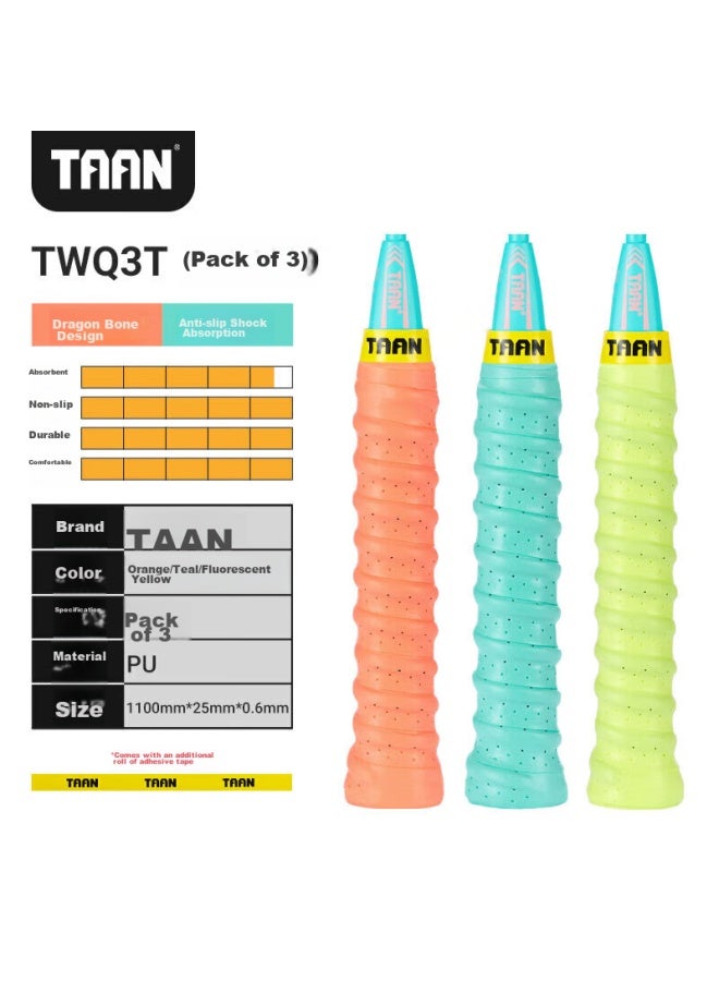 Taan Badminton Grip Tape With Perforated Handle, Three-pack Twq3t - Image 2