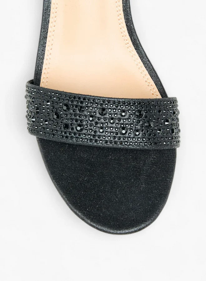 Celeste Women's Embellished Block Heel Sandals with Buckle Closure