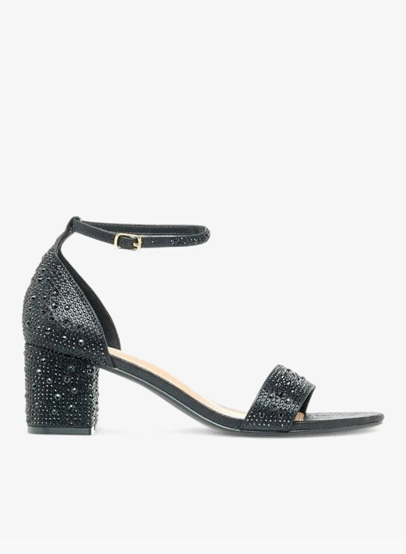 Celeste Women's Embellished Block Heel Sandals with Buckle Closure