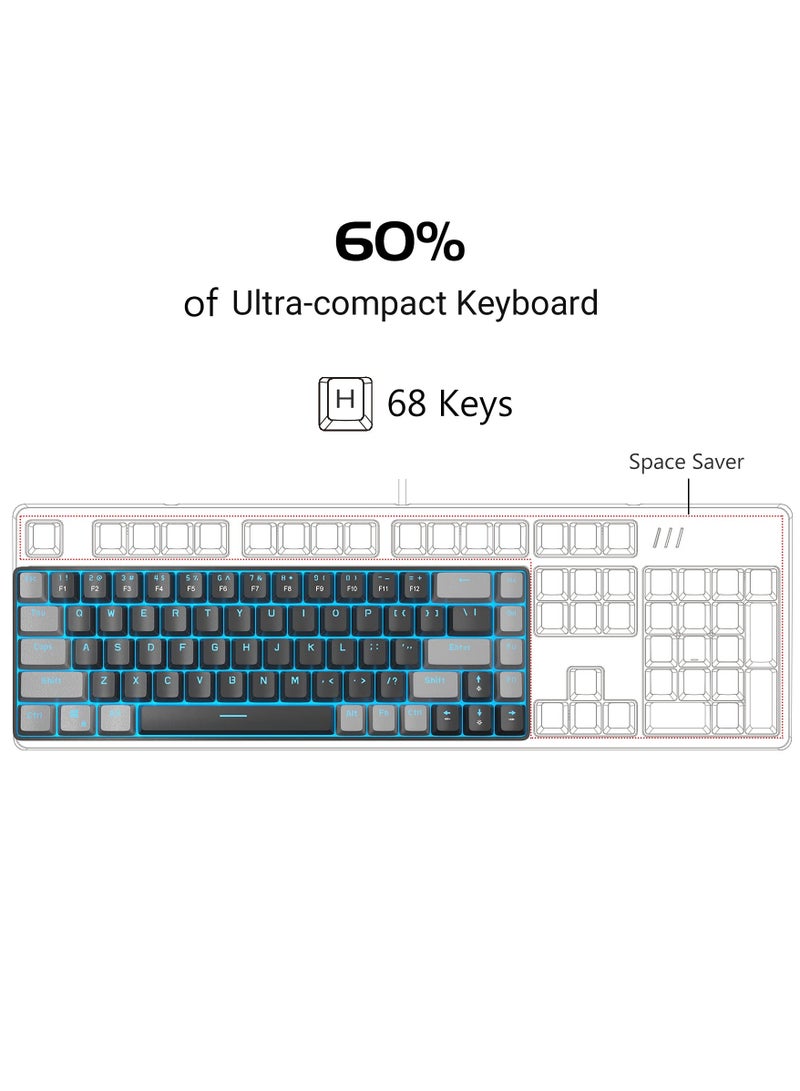 erorex Portable 60% Mechanical Gaming Keyboard (Black/Red Switch) - Image 2