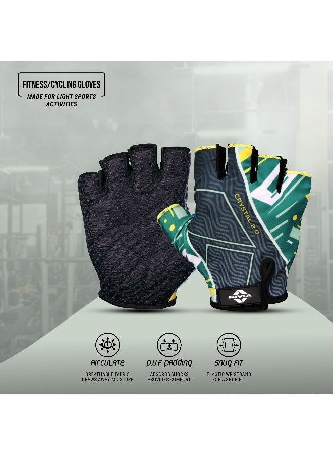 Nivia Crystal 2.0 Gym Gloves for Men & Women, Dotted Padded Palm with Breathable Fabric & Stretch Gussets Between Fingers, Ideal for Cycling, Crossfit, Weightlifting & Fitness Workouts (Green, L) - Image 2