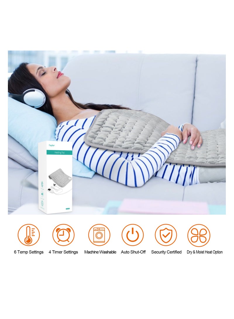 Generic Potfan Heating Pad for Pain Relief of Back Neck and Shoulder 6 Electric Options 4 Settings Auto Shut Off Blankets for Sofa Warm Physiotherapy Heated with Temperature Control Cover Winter Individual YF-FR003 (Grey)  - Image 2