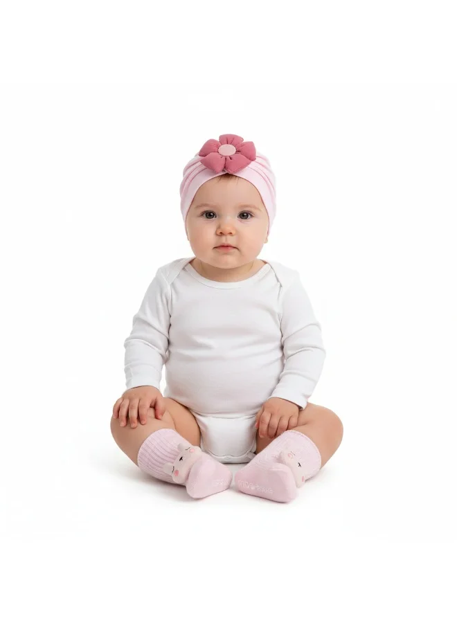 Bambimici Newborn Baby Turban Cap & Anti-Slip Animal Socks Gift Set