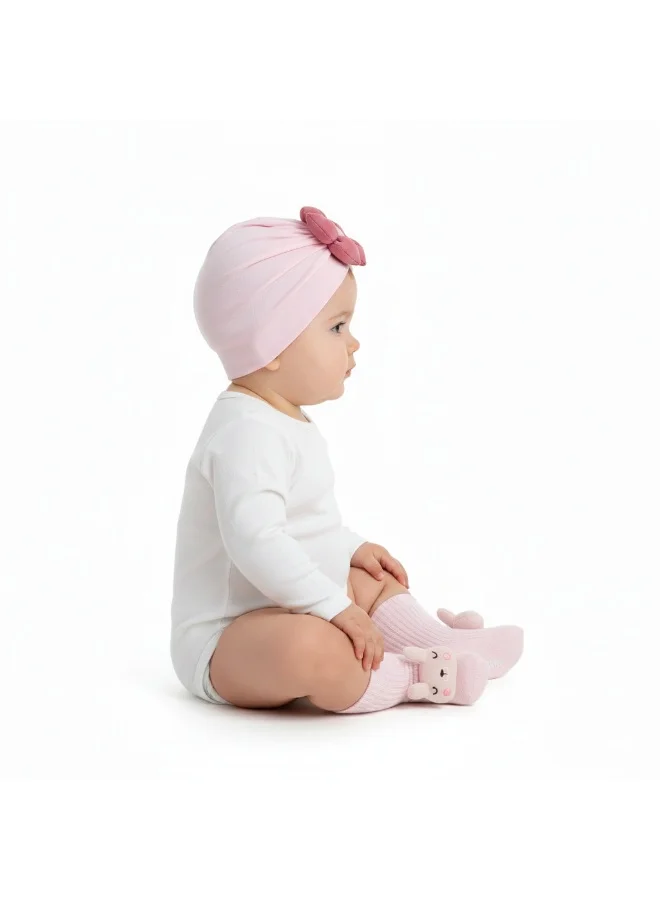 Bambimici Newborn Baby Turban Cap & Anti-Slip Animal Socks Gift Set