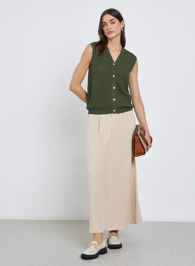 Styli Styli Green Sleeveless Knit Top