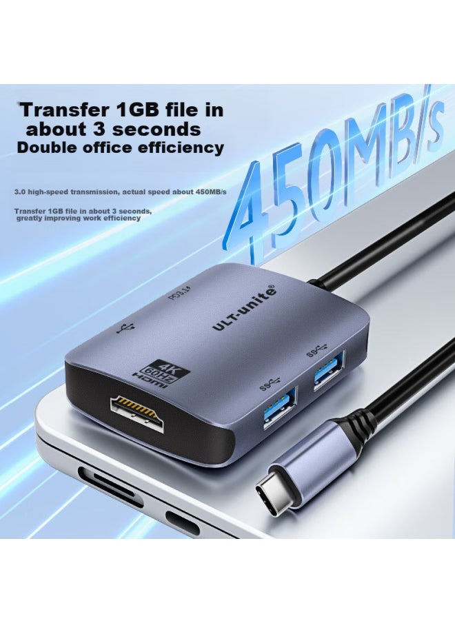 Ult-unite Type-c Hub Usb3.0 Splitter Hdmi Adapter For Apple Macbook, 4k60hz Projection Screen, Pd Charger Five-in-one