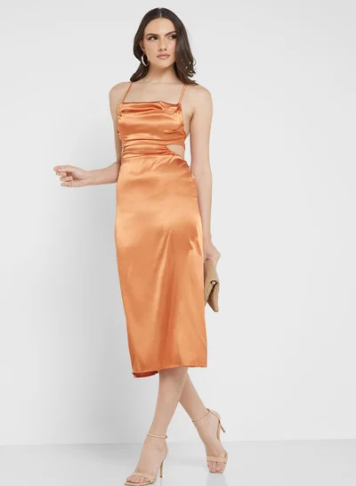 ELLA Satin Cutout Midi Dress
