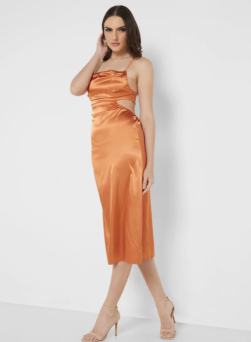 ELLA Satin Cutout Midi Dress