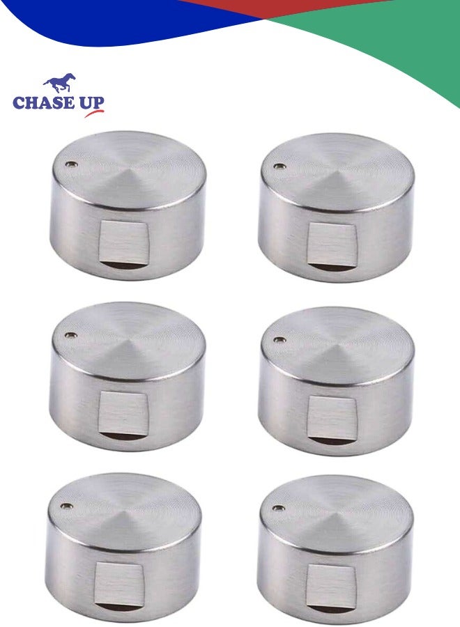 Chase Up 6 Pcs Gas Stove Knob 6mm Metal Gas Stove Knobs Range Oven Knobs Control Knobs Adaptors Oven Switch Cooking Surface Control Locks - Image 1