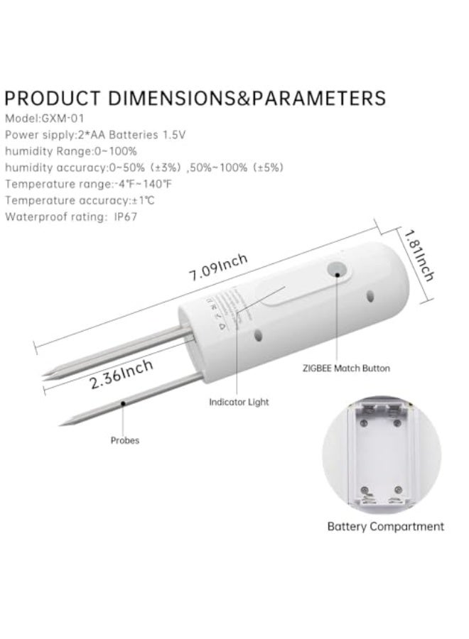 Generic Soil Moisture Meter, Soil Humidity Tester for Plants, Soil Hygrometer Sensor, Outdoor Waterproof Function, Compatible for TUYA Smart APP, for Gardening, Lawn, Farming, Indoor & Outdoor Plants Use  - Image 5