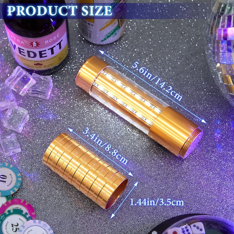 Civaner أضواء خدمة الزجاجات LED ستروب باتون 4 قطع من Civaner ، أضواء زجاجة الفتاة الساطعة القابلة لإعادة الشحن للشمبانيا ، ضوء محمول لليلة النادي وحفلات الزفاف والحفلات والمناسبات الخارجية (ذهبي) - Image 2
