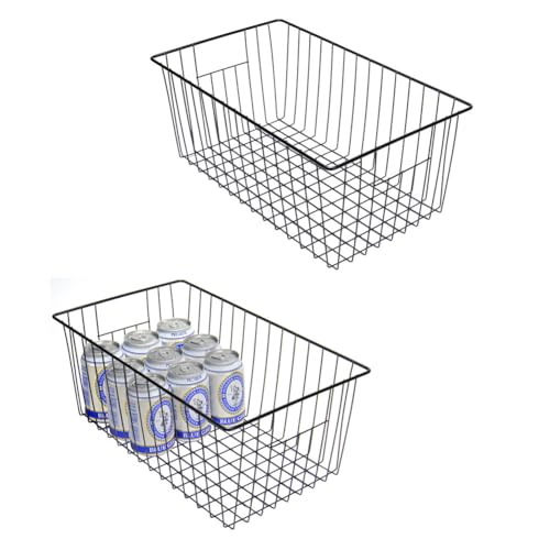 Y.Z.Bros YZBros 16inch Freezer Wire Storage Organizer Baskets for Upright Freezer 16 17 21 cuft with Builtin Handles for Cabinet PantryBlack - Image 1